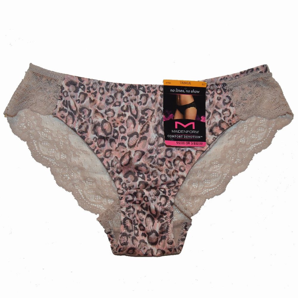 Maidenform NWT Washed Leopard Comfort Devotion Lace Back Tanga 40159 S 5